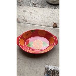 Temptations Oval Baking Dish Poppy Passion 1.5 Qt Ovenware Red